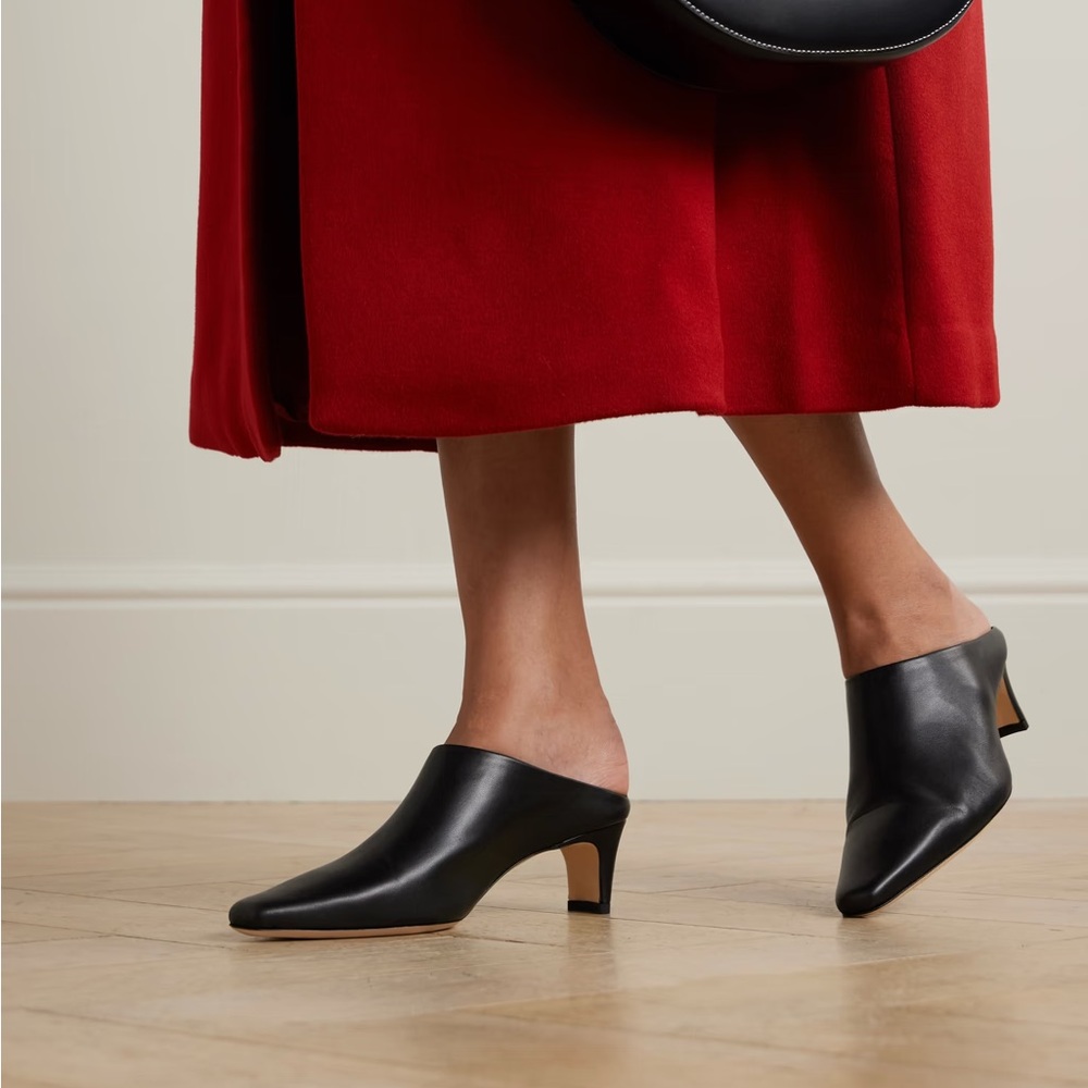 Staud Wally black leather mules low heel